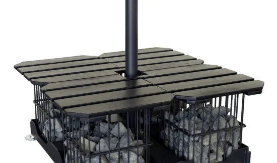 Moderner Saunaofen mit Steinbefüllung