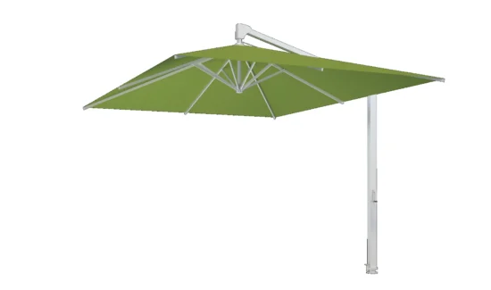 Grüner Sonnenschirm mit Seitenarm