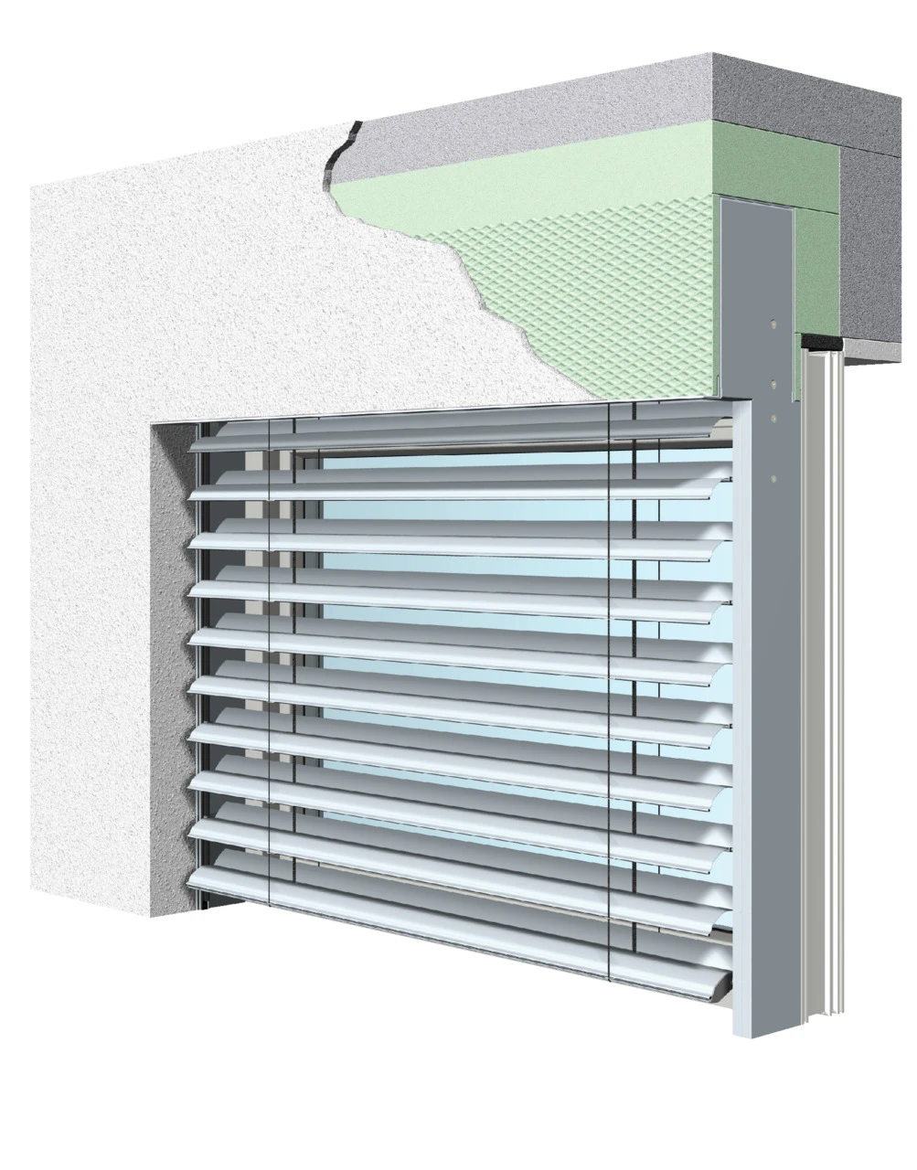 Visualisierung eines eingebauten Jalousiesystems